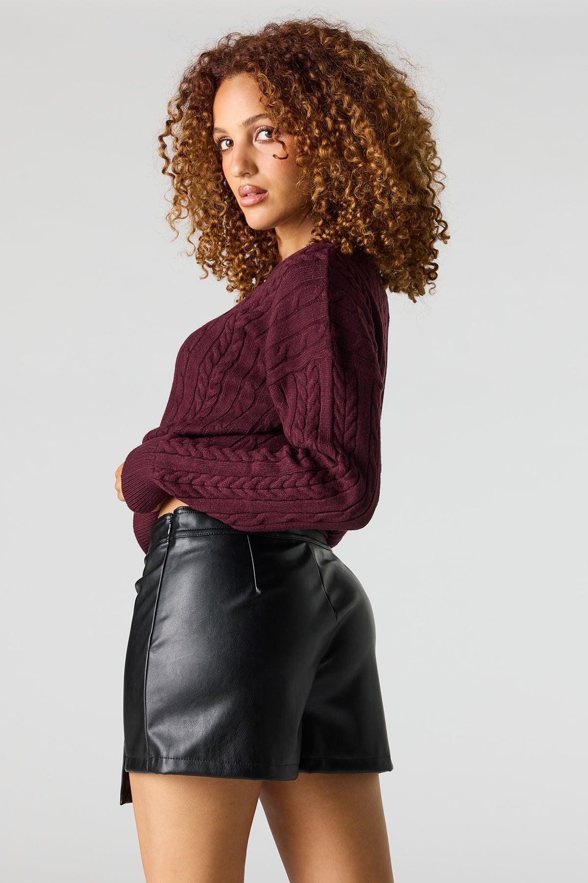 Alt View 2. Faux Leather Wrap Skort - Black