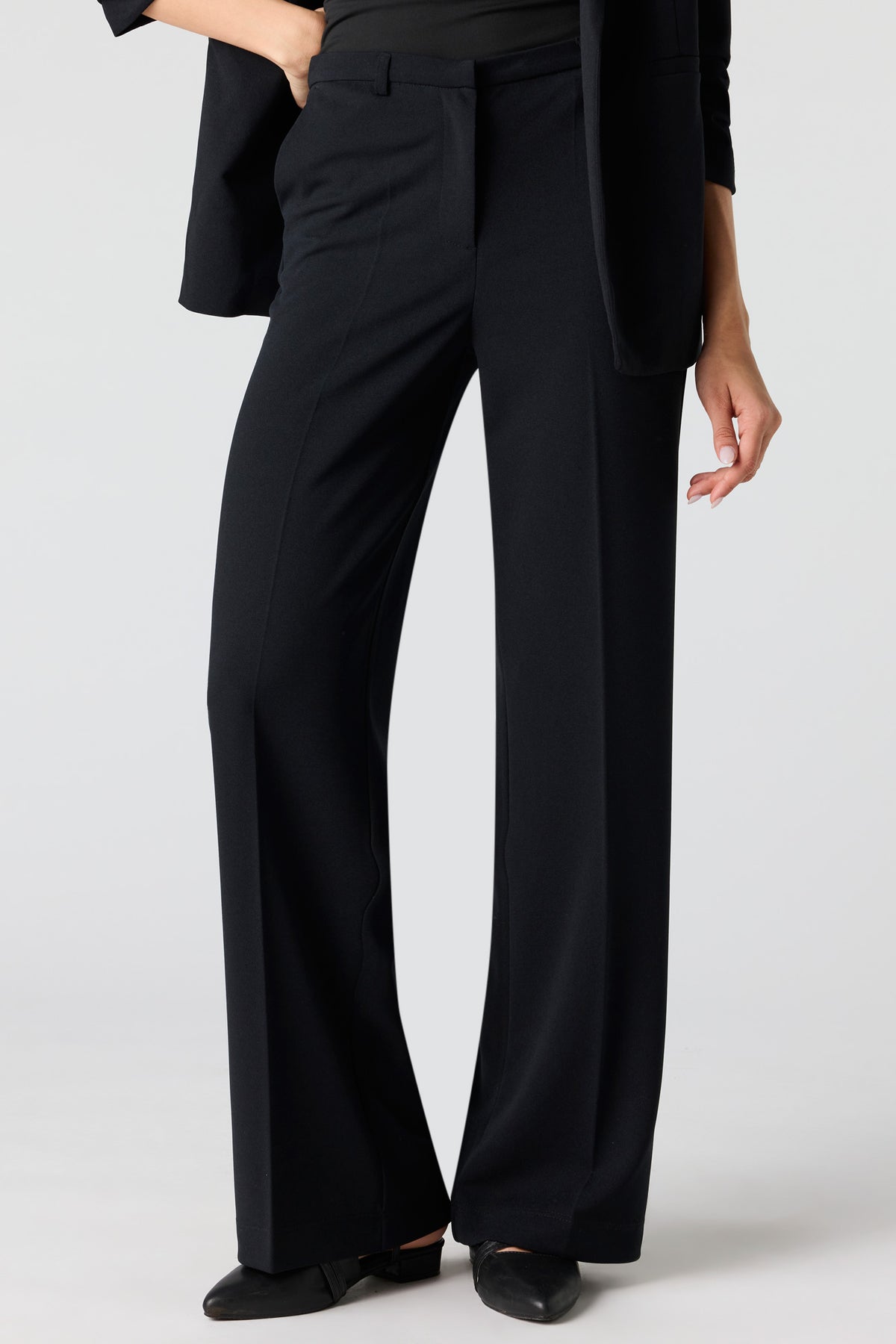 Alt View 2. Low Rise Straight Leg Dress Pant - Black