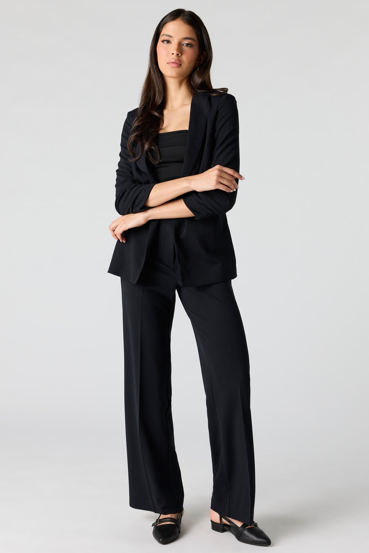 Low Rise Straight Leg Dress Pant - Black