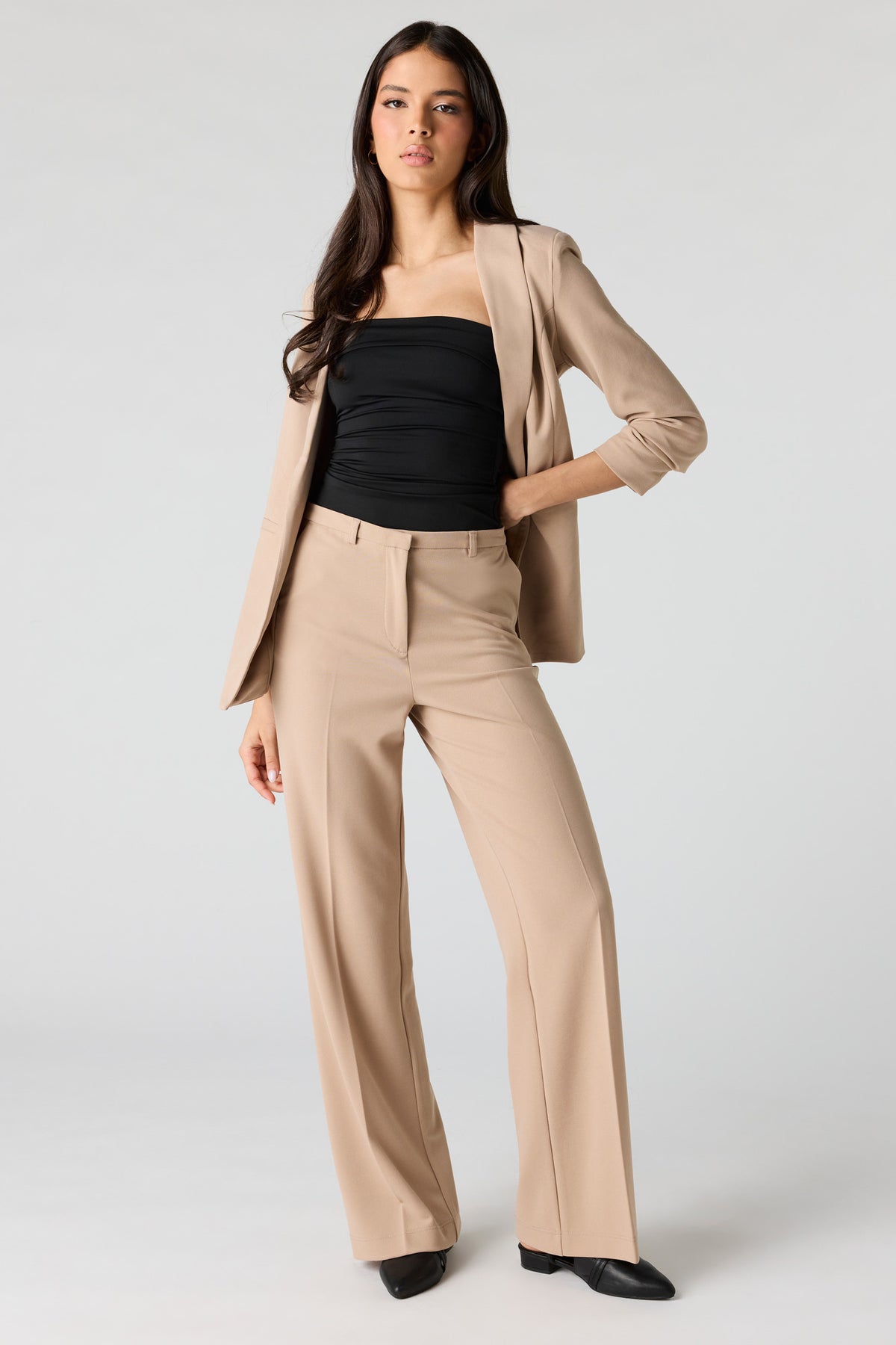 Low Rise Straight Leg Dress Pant - Mushroom