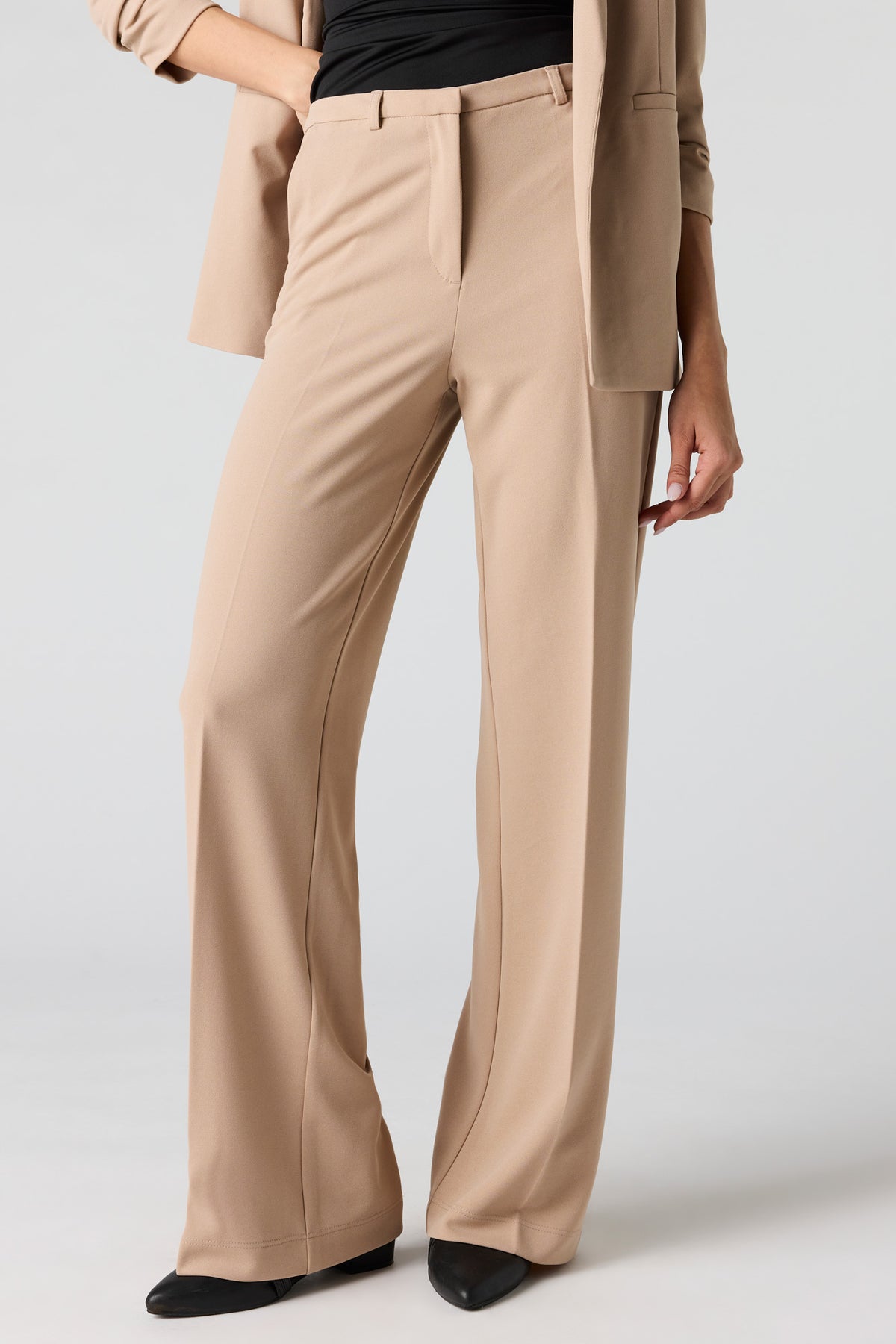 Alt View 2. Low Rise Straight Leg Dress Pant - Mushroom