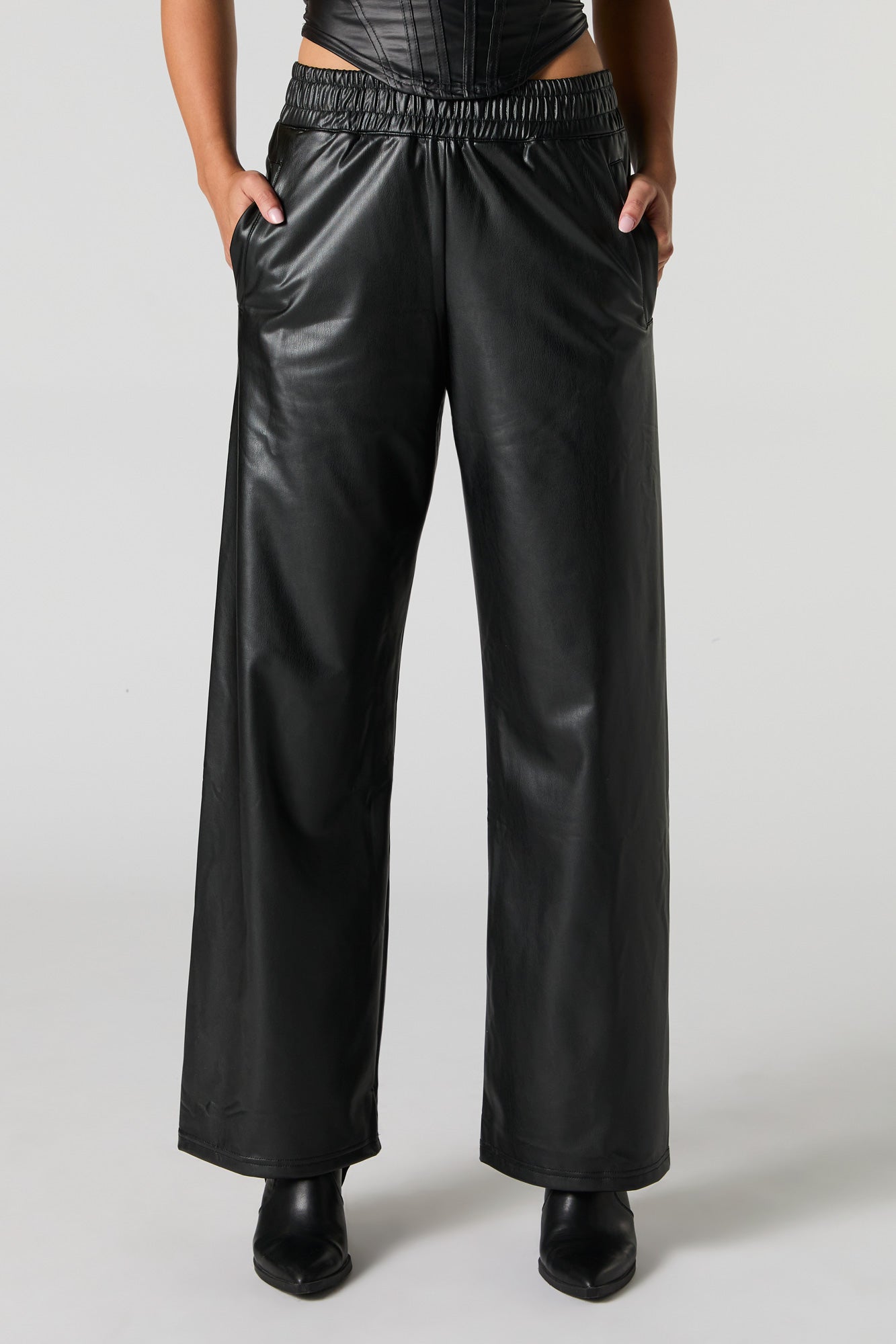 Faux Leather Wide Leg Pant