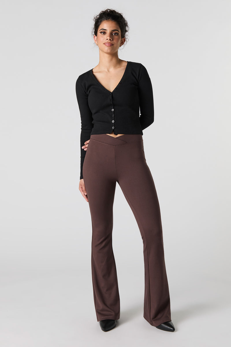Pantalon évasé doux à taille repliée