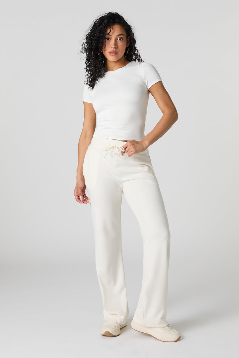 Pantalon à jambe large doux avec taille coulissante