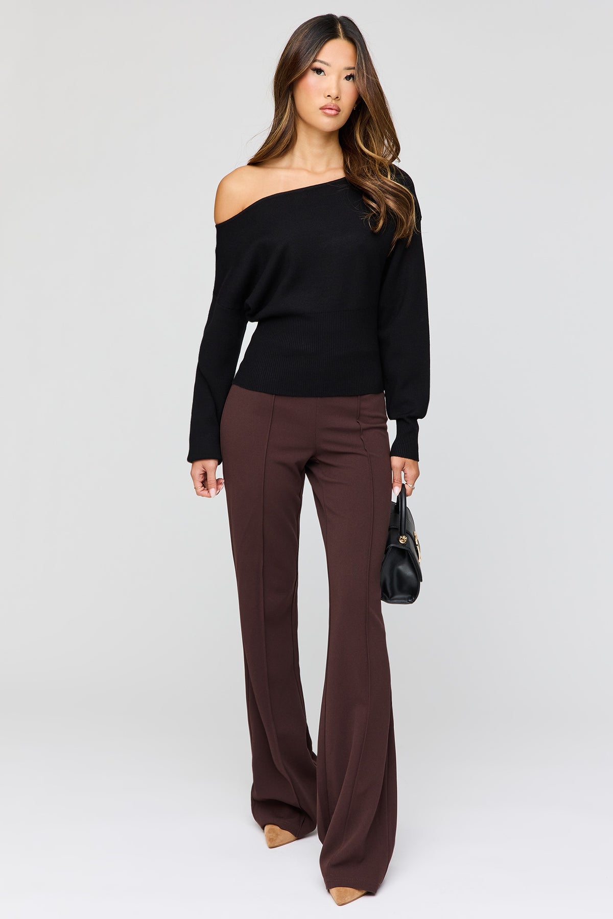 Wide Leg Dress Pant - Brown