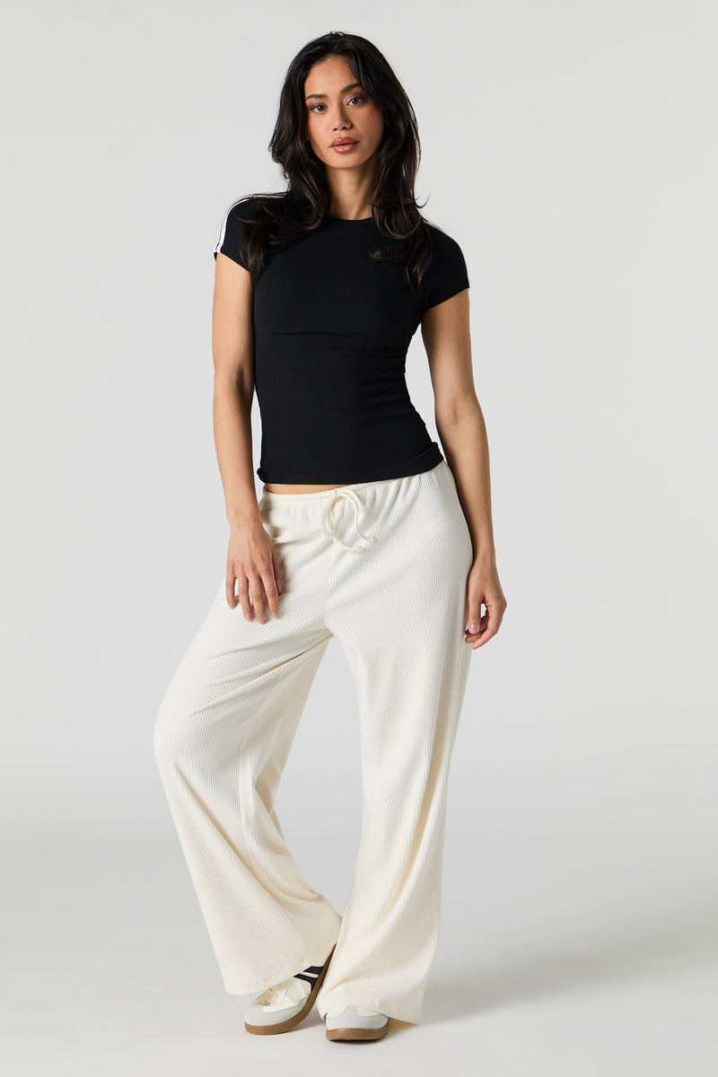 Pantalon doux côtelé à jambe large