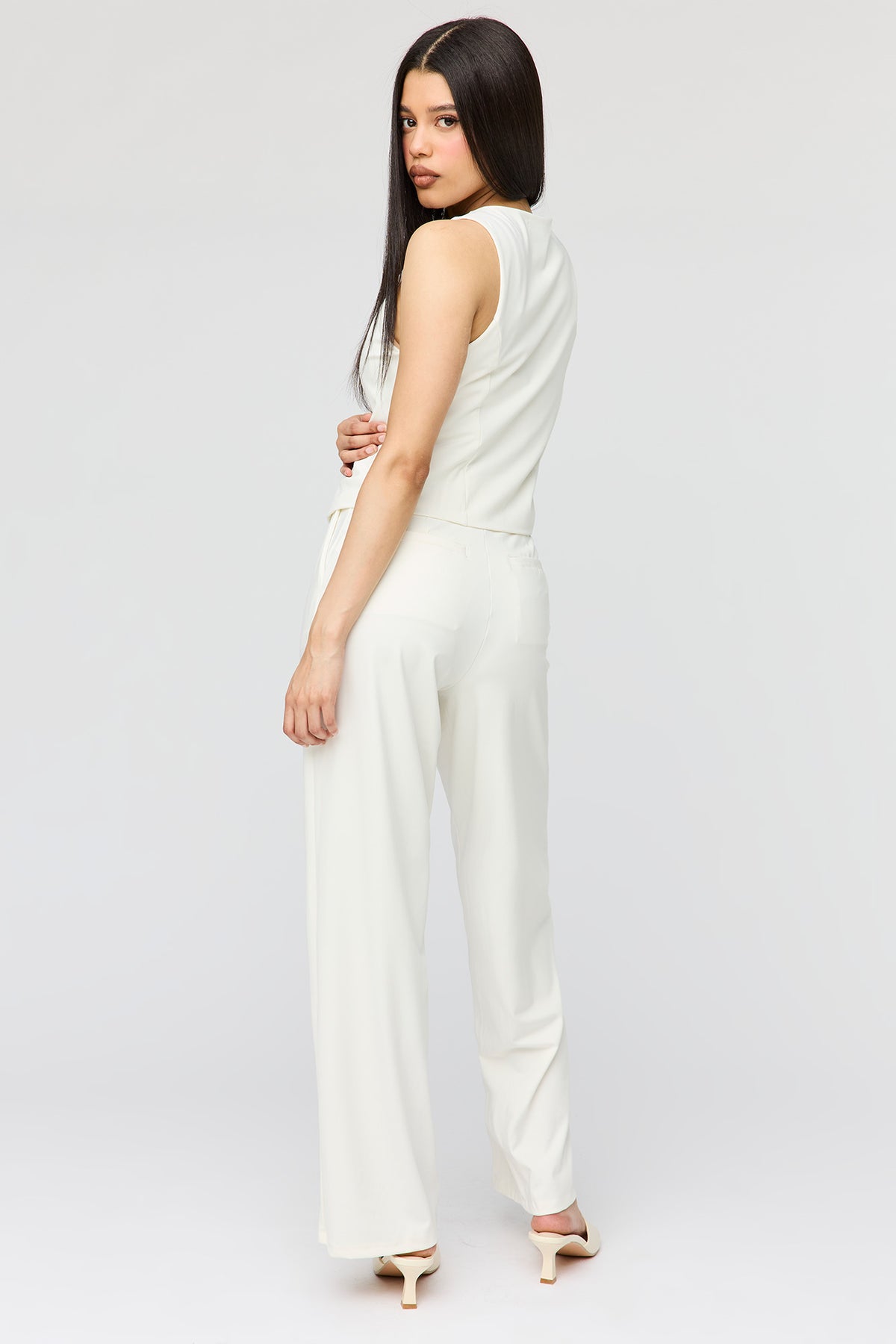 Alt View 3. Wide Leg Dress Pant - White