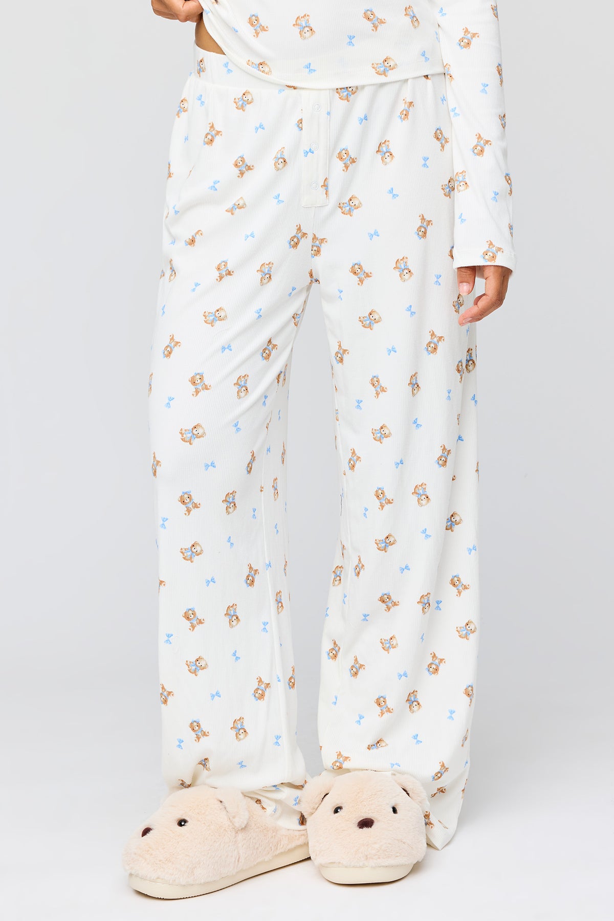 Alt View 3. Ribbed Long Sleeve Top & Pant Pajama Set - Light Blue