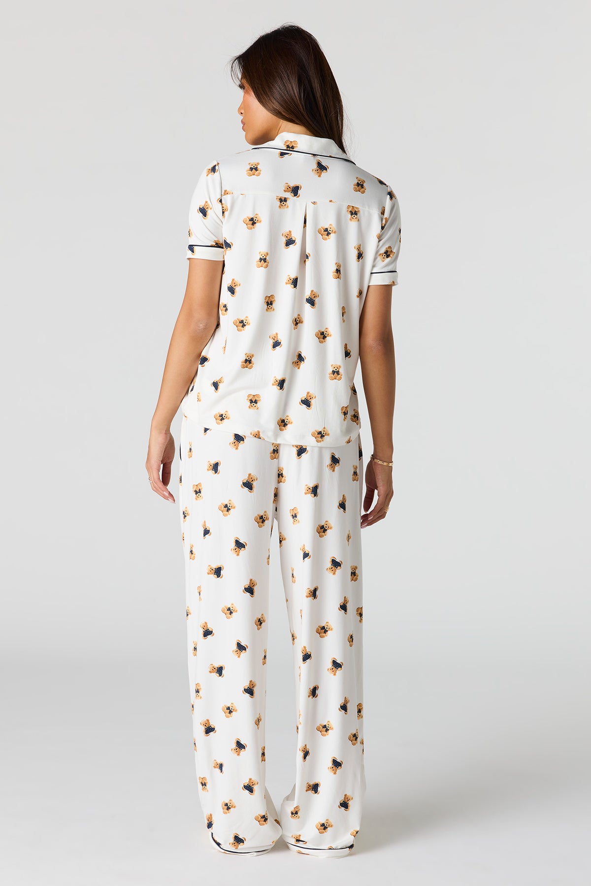 Alt View 4. Soft Button-Up Top & Pant Pajama Set - Cream