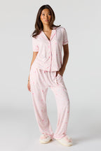 Ensemble pyjama avec haut boutonné doux et pantalon