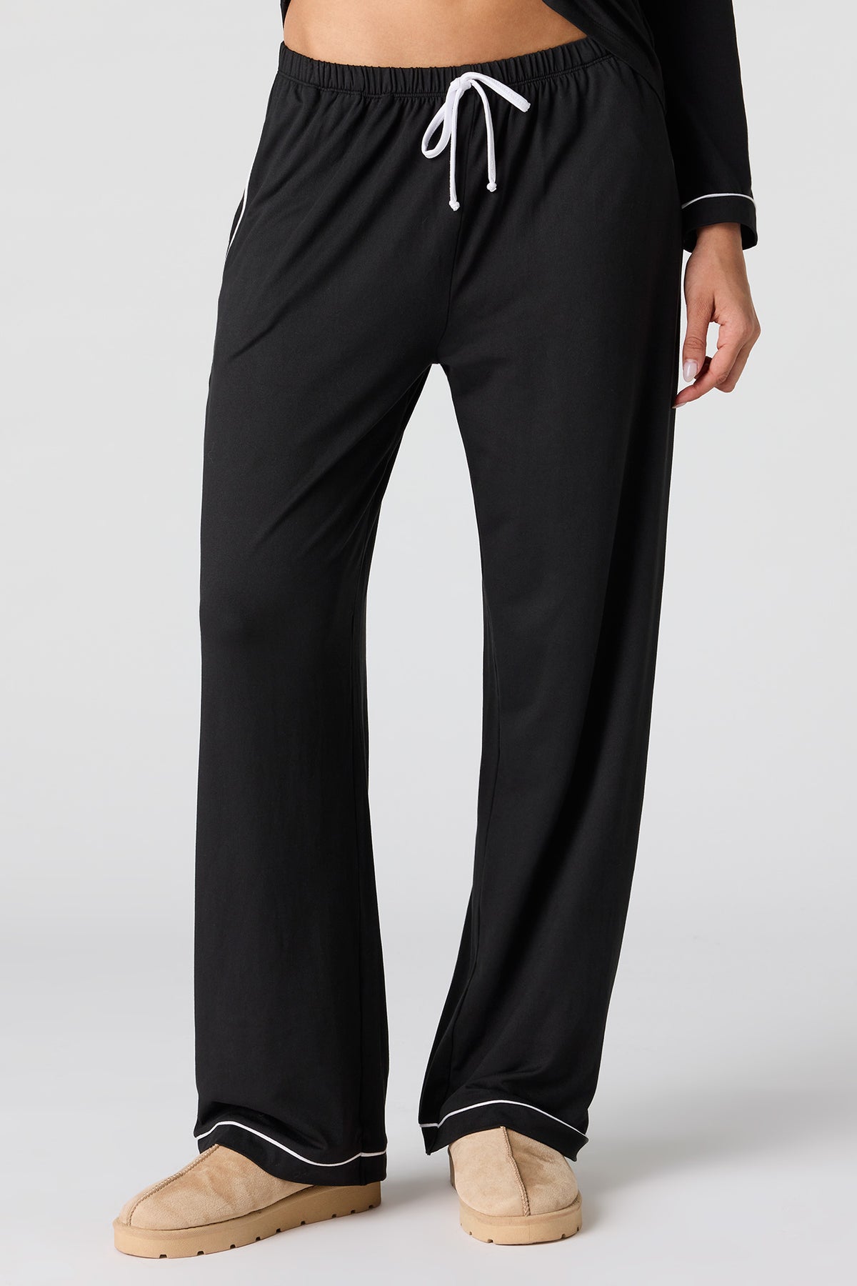Alt View 3. Button-Up Top & Pant Pajama Set - Black