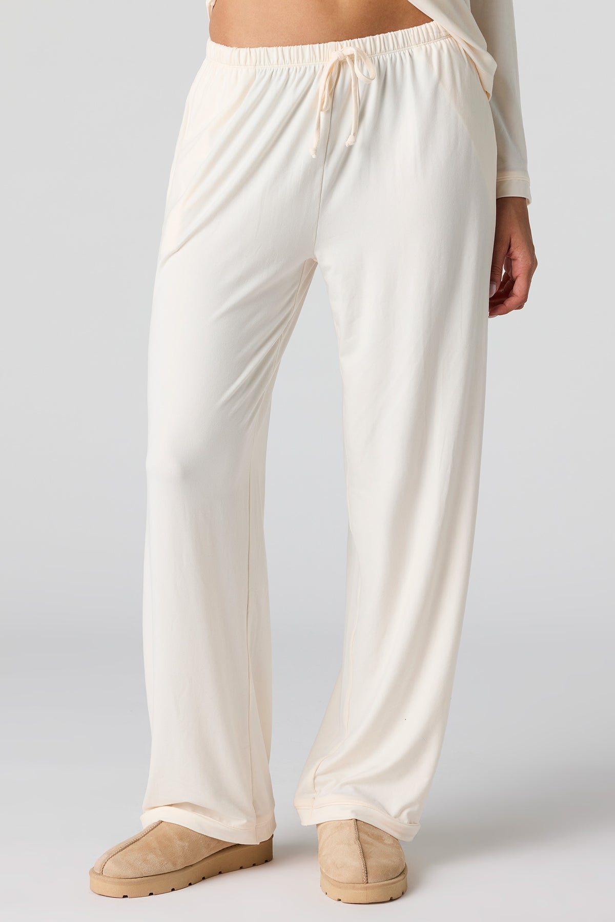 Alt View 3. Button-Up Top & Pant Pajama Set - Cream