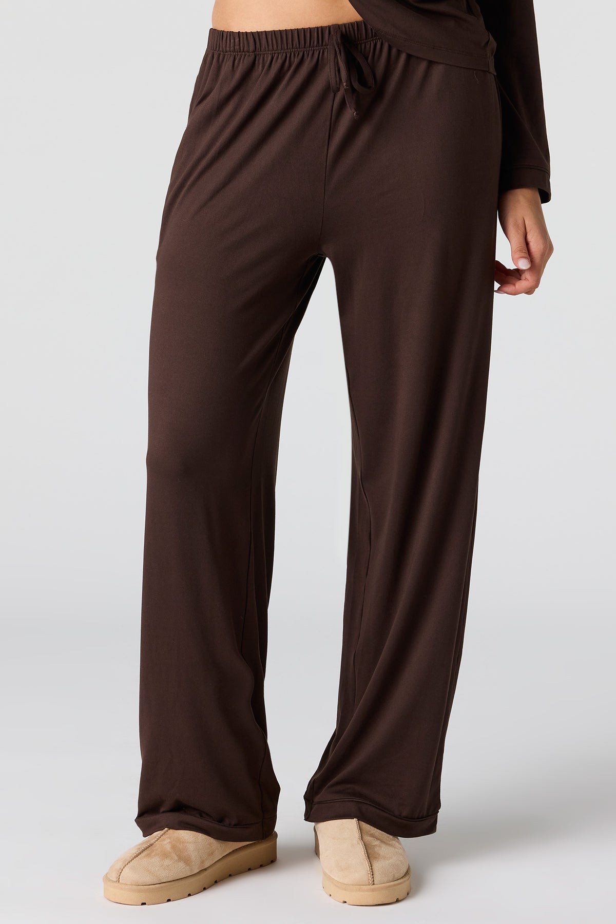 Alt View 3. Button-Up Top & Pant Pajama Set - Brown