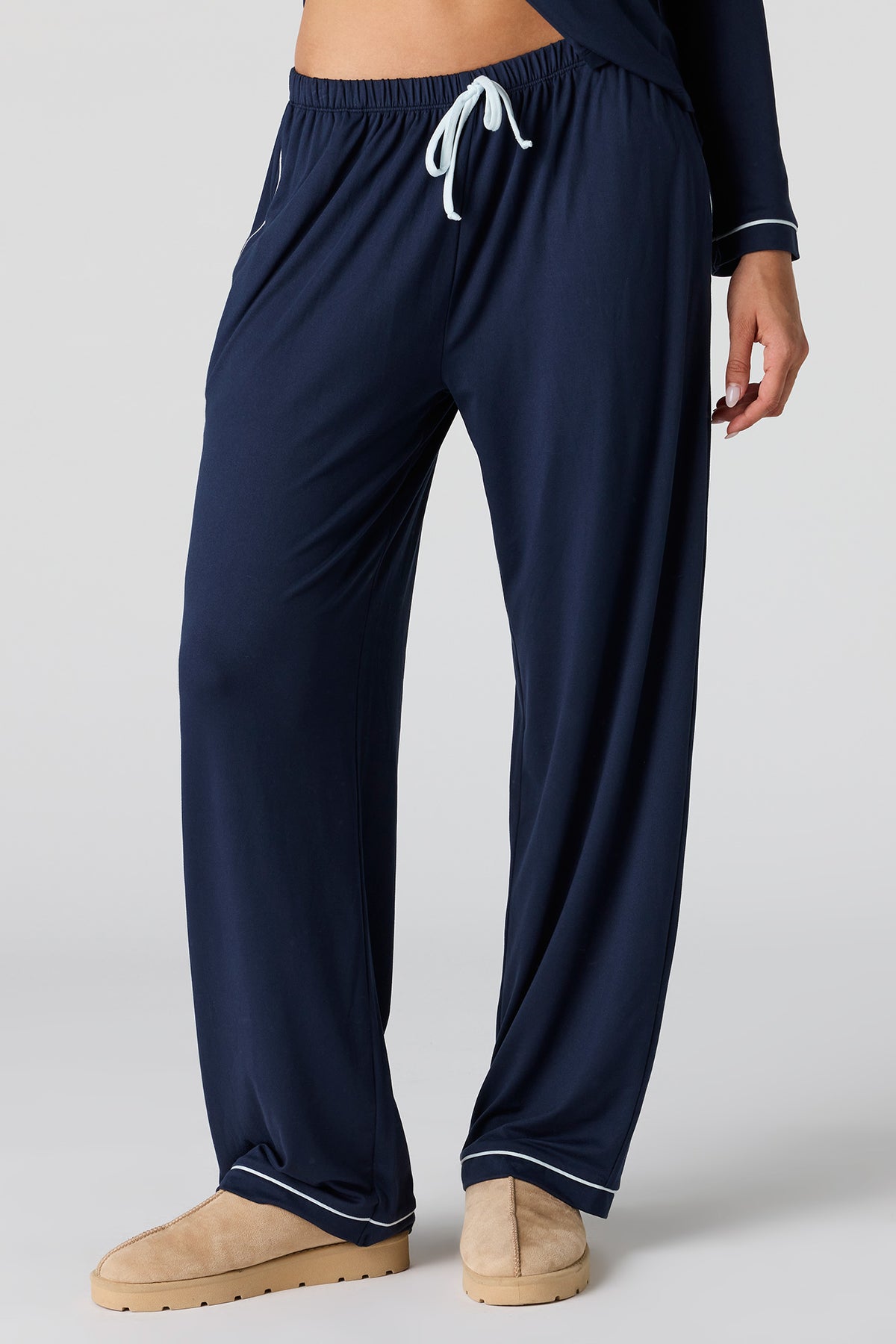 Alt View 3. Button-Up Top & Pant Pajama Set - Navy