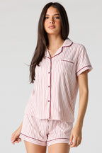 Printed Button-Up Top & Short Pajama Set