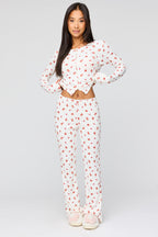 Ensemble pyjama avec haut boutonné côtelé et pantalon