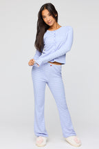 Ensemble pyjama avec haut boutonné côtelé et pantalon