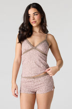 Printed Lace Tank & Short Pajama Set