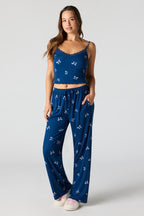 Ensemble avec haut côtelé imprimé, short et pantalon