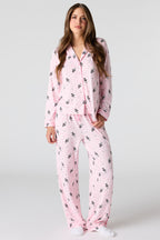 Ensemble pyjama avec haut boutonné à imprimé Halloween et pantalon