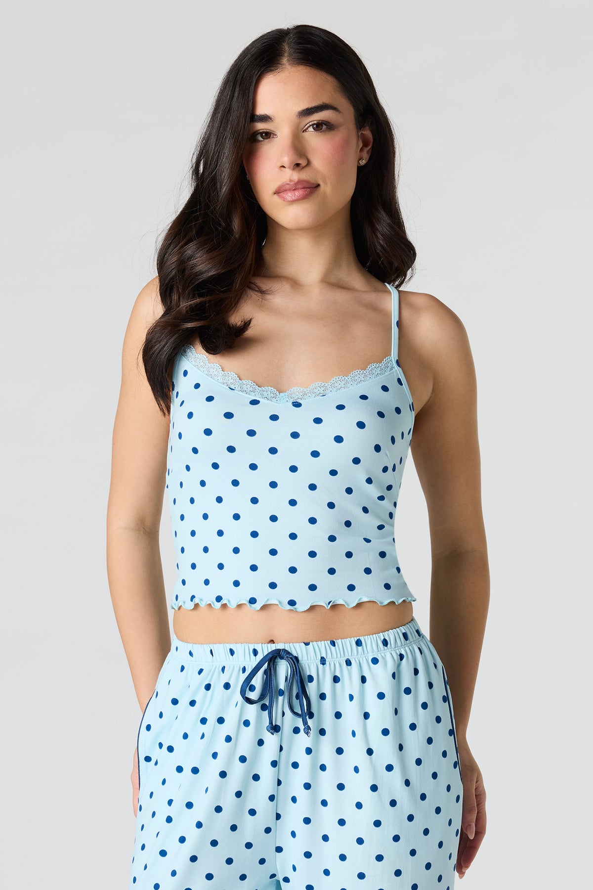 Alt View 2. Lace Tank & Pant Pajama Set - Baby Blue