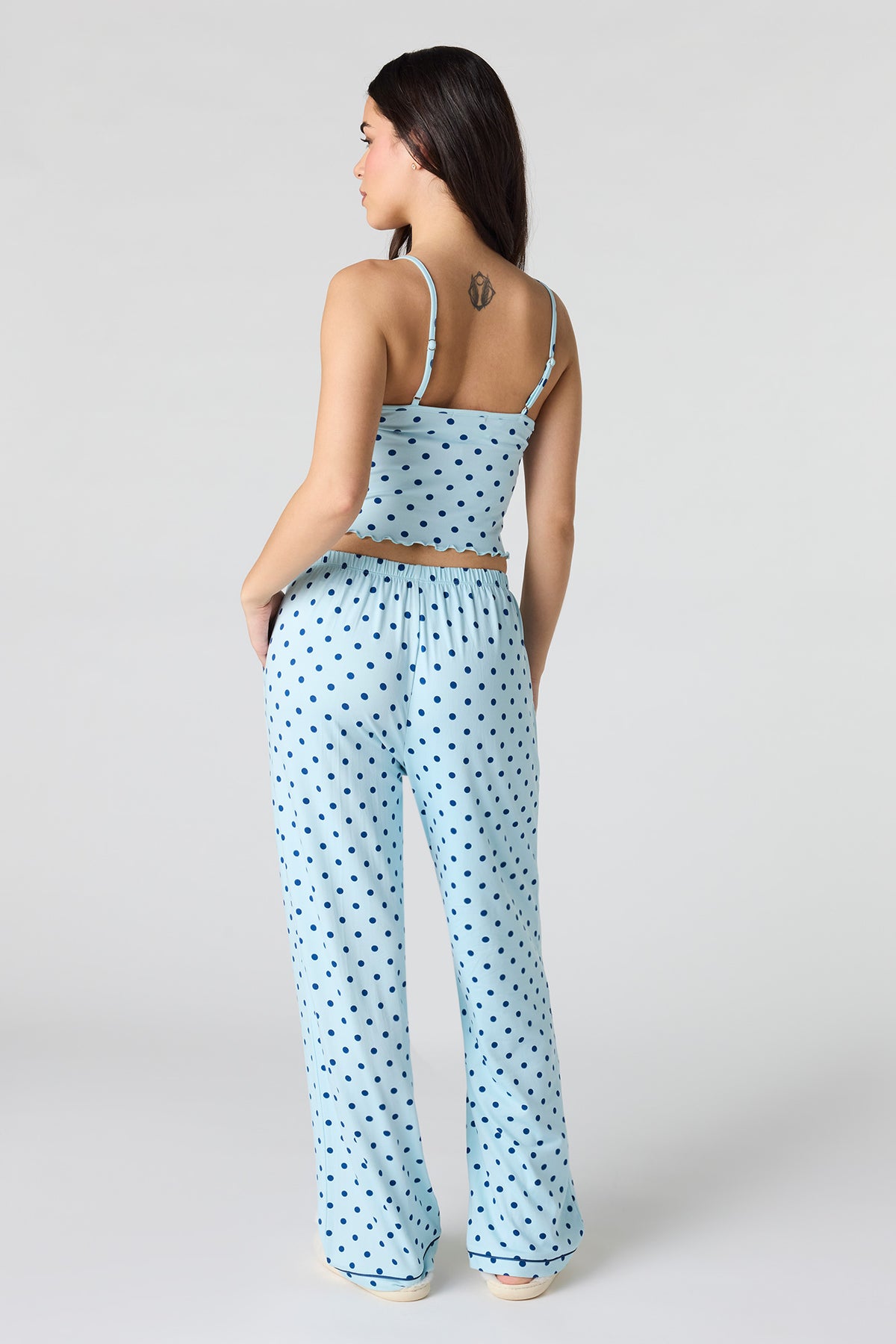 Alt View 4. Lace Tank & Pant Pajama Set - Baby Blue