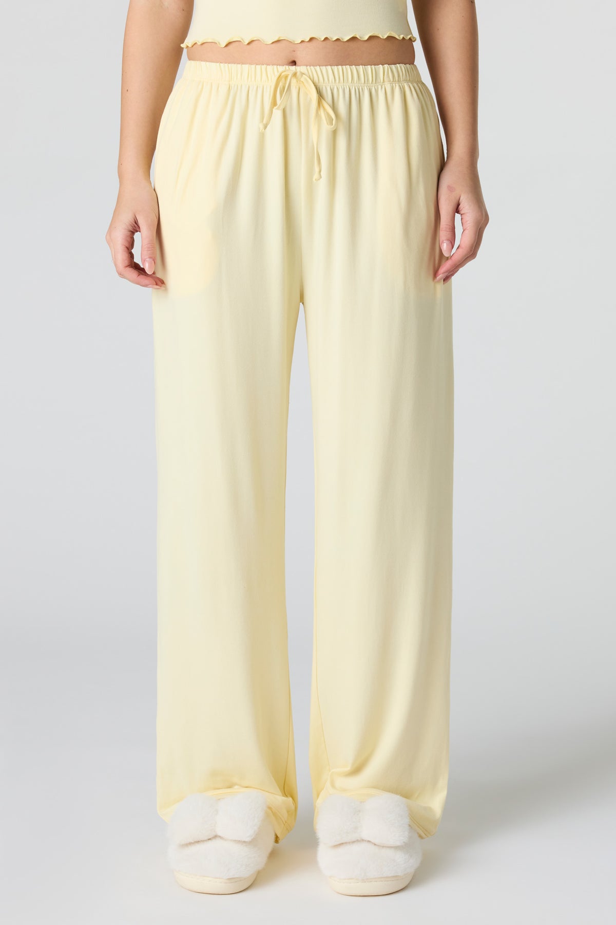 Alt View 3. Lace Tank & Pant Pajama Set - Yellow