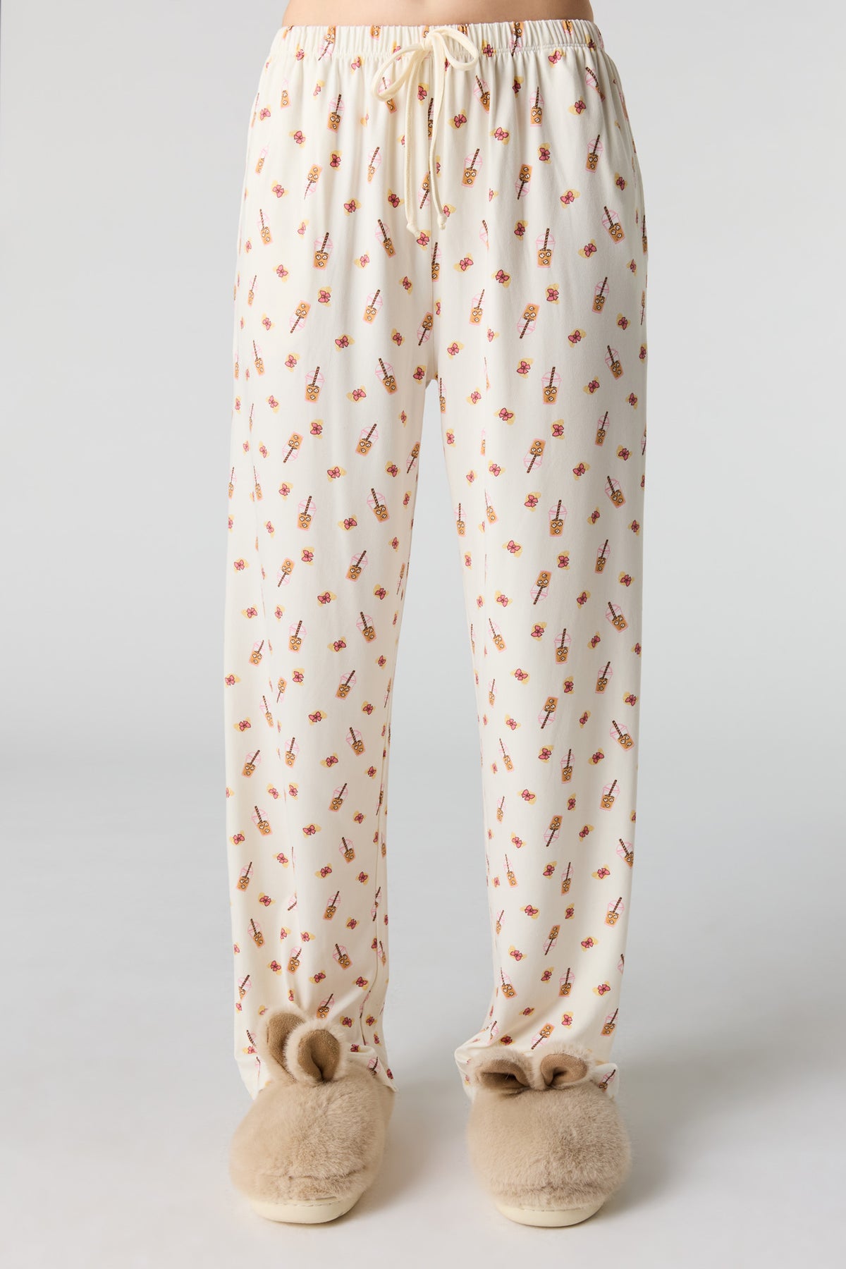 Alt View 3. Button-Up Collared Top & Pajama Pant & Short Set (3 Pieces) - Off White