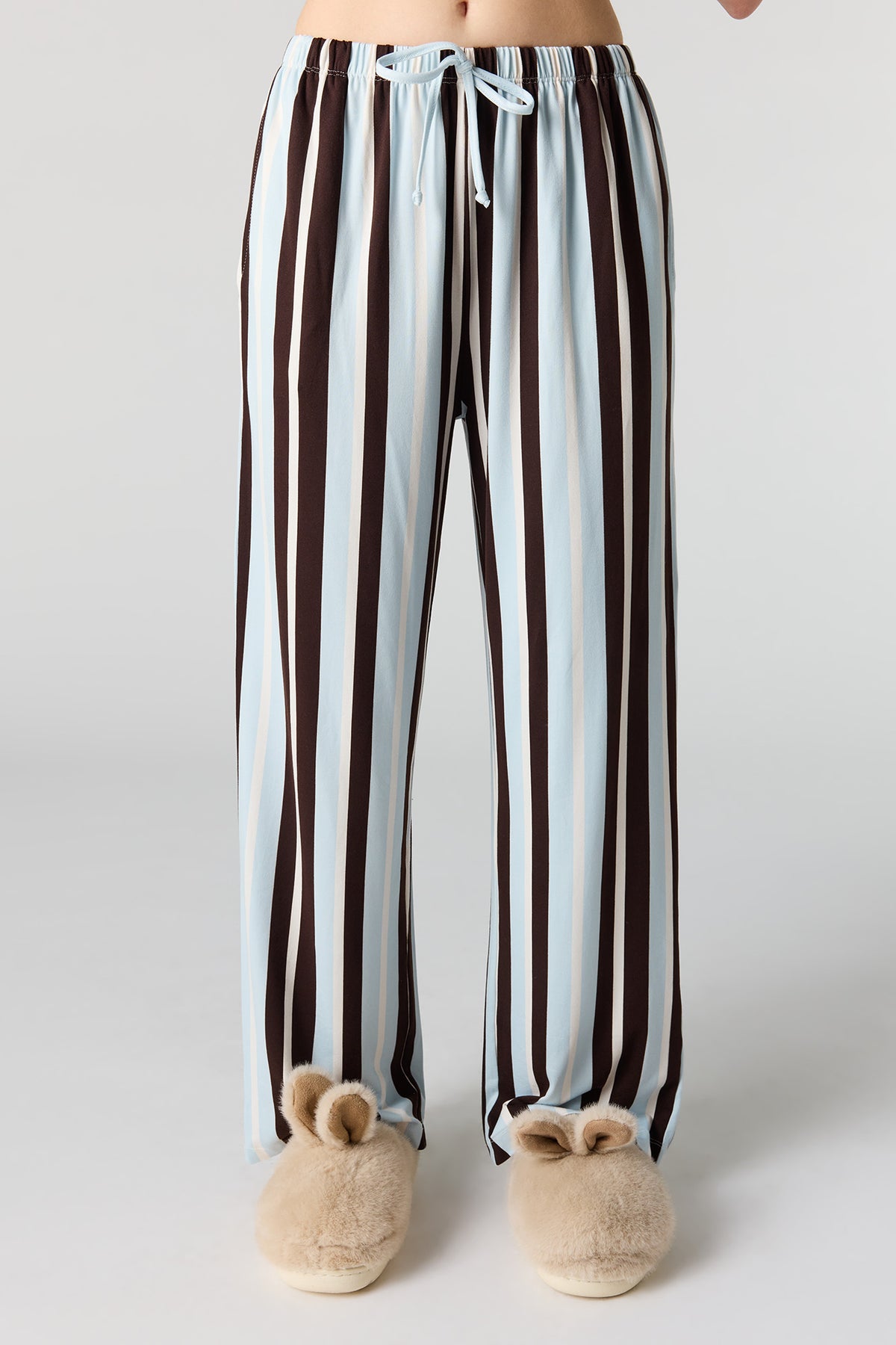 Alt View 3. Button-Up Collared Top & Pajama Pant & Short Set (3 Pieces) - Cream