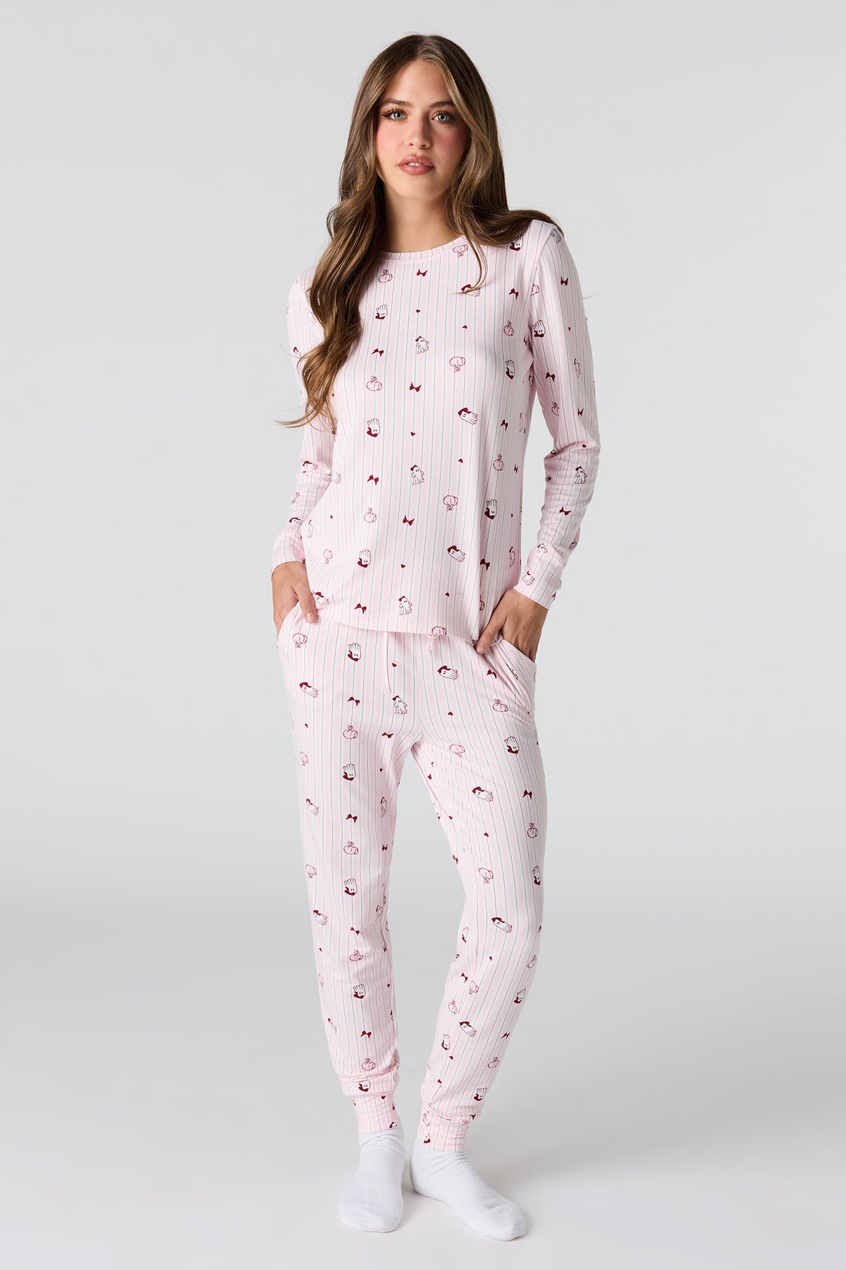 Ensemble pyjama avec haut à imprimé Halloween et pantalon
