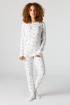 Printed Long Sleeve Top & Pant Pajama Set