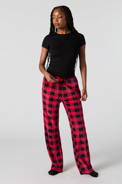 Plaid Plush Pajama Bottom