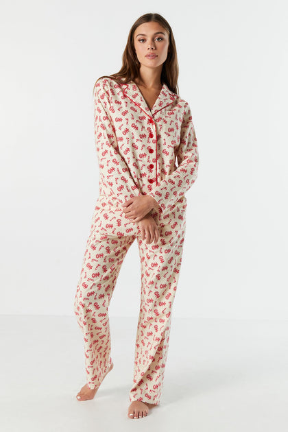Pyjama deux-pièces en flanelle à imprimé Ourson