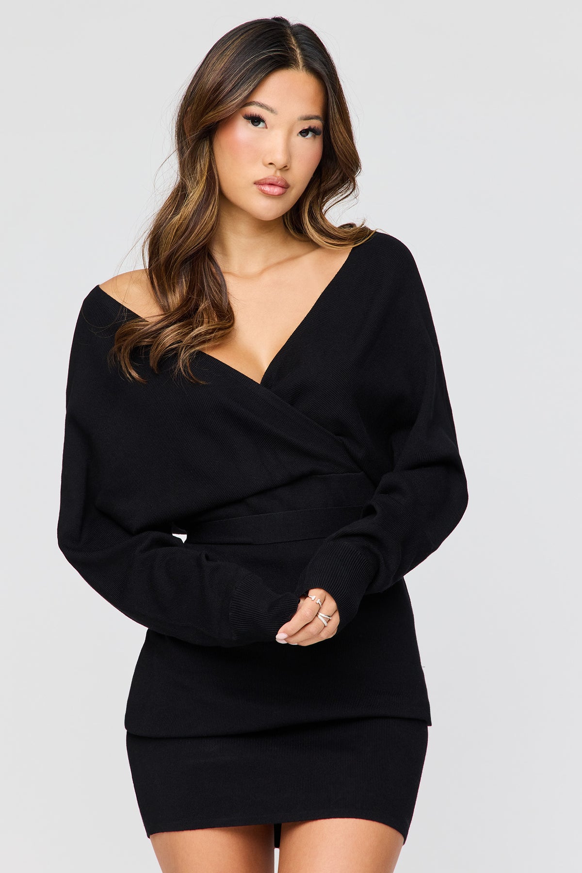 Robe-chandail croisée