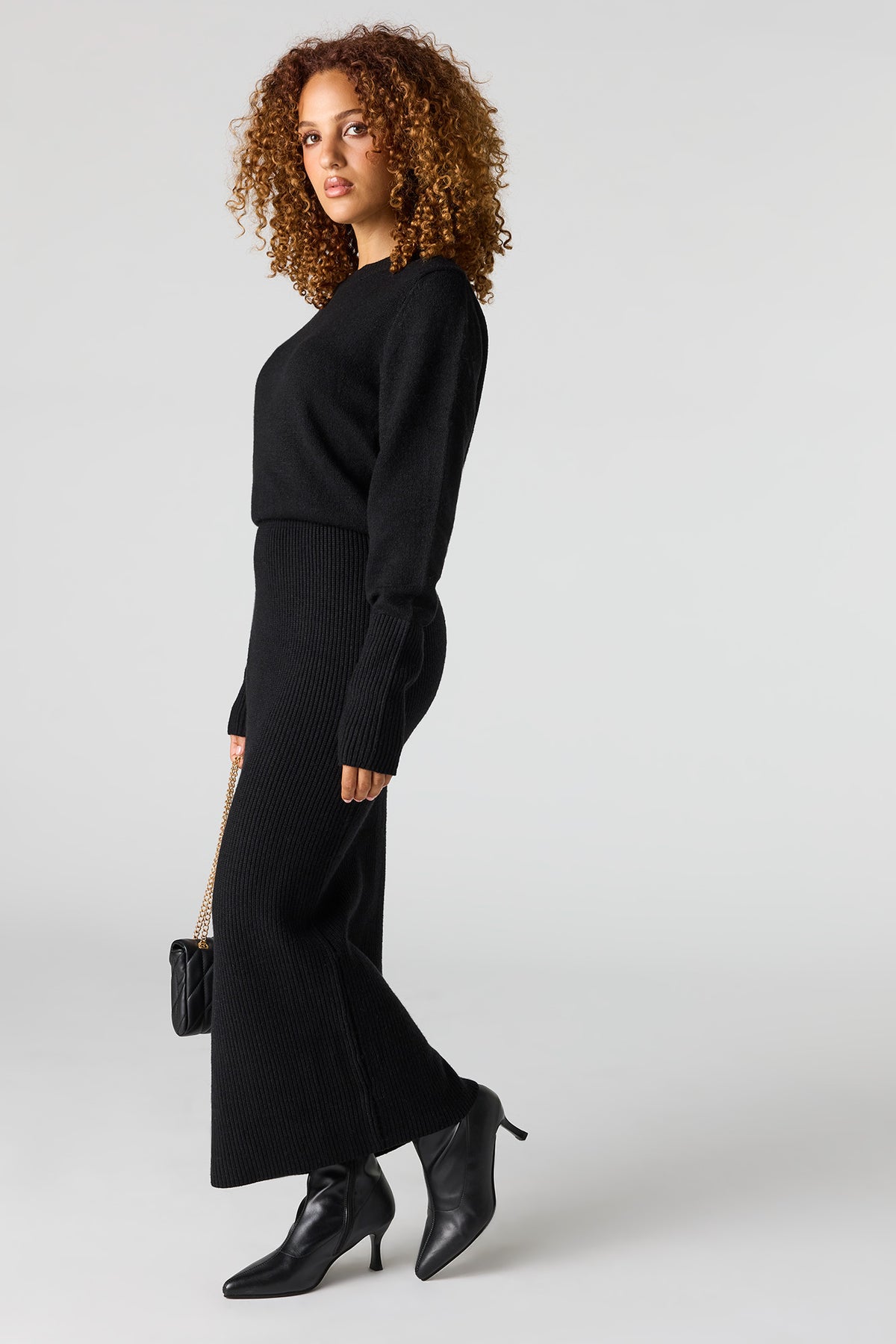 Alt View 2. Long Sleeve Maxi Sweater Dress - Black