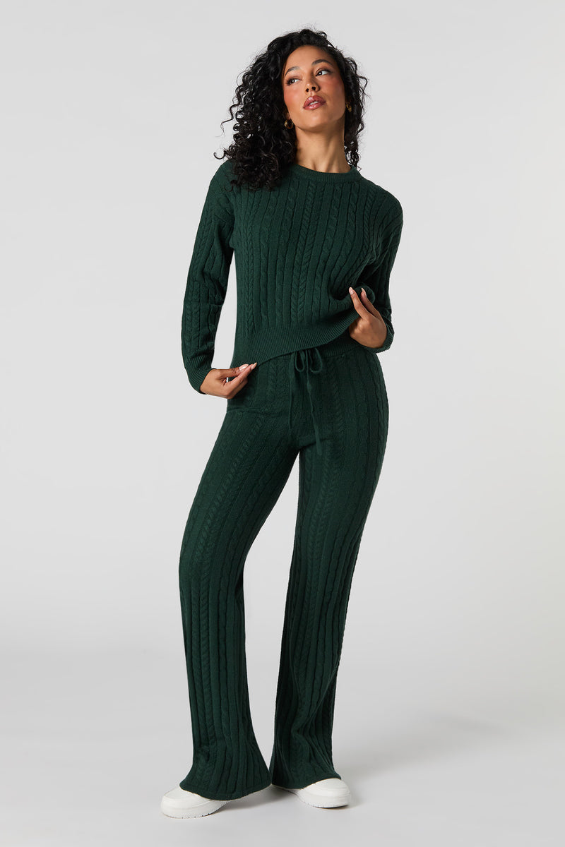 Cable Knit Wide Leg Pant