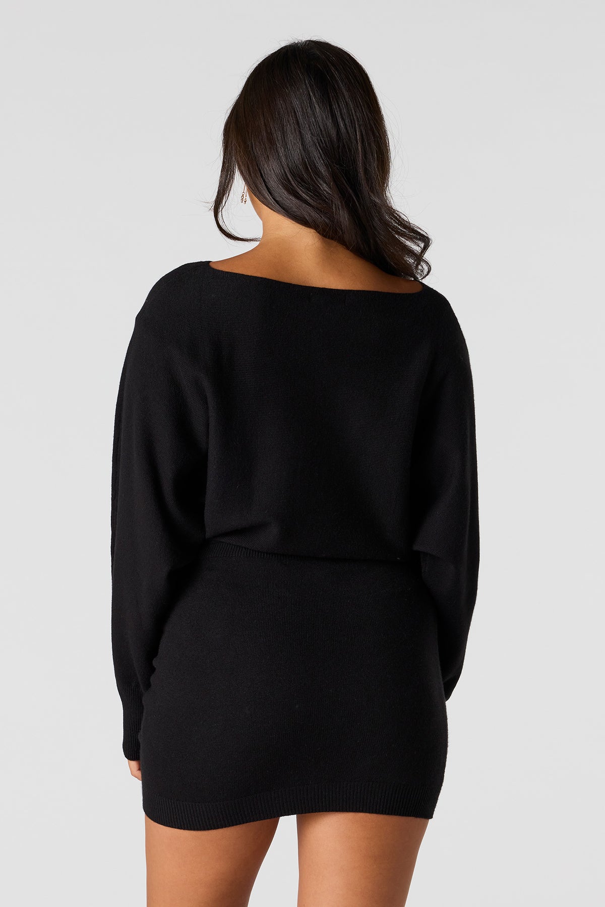 Alt View 2. Long Sleeve Sweater Mini Dress - Black