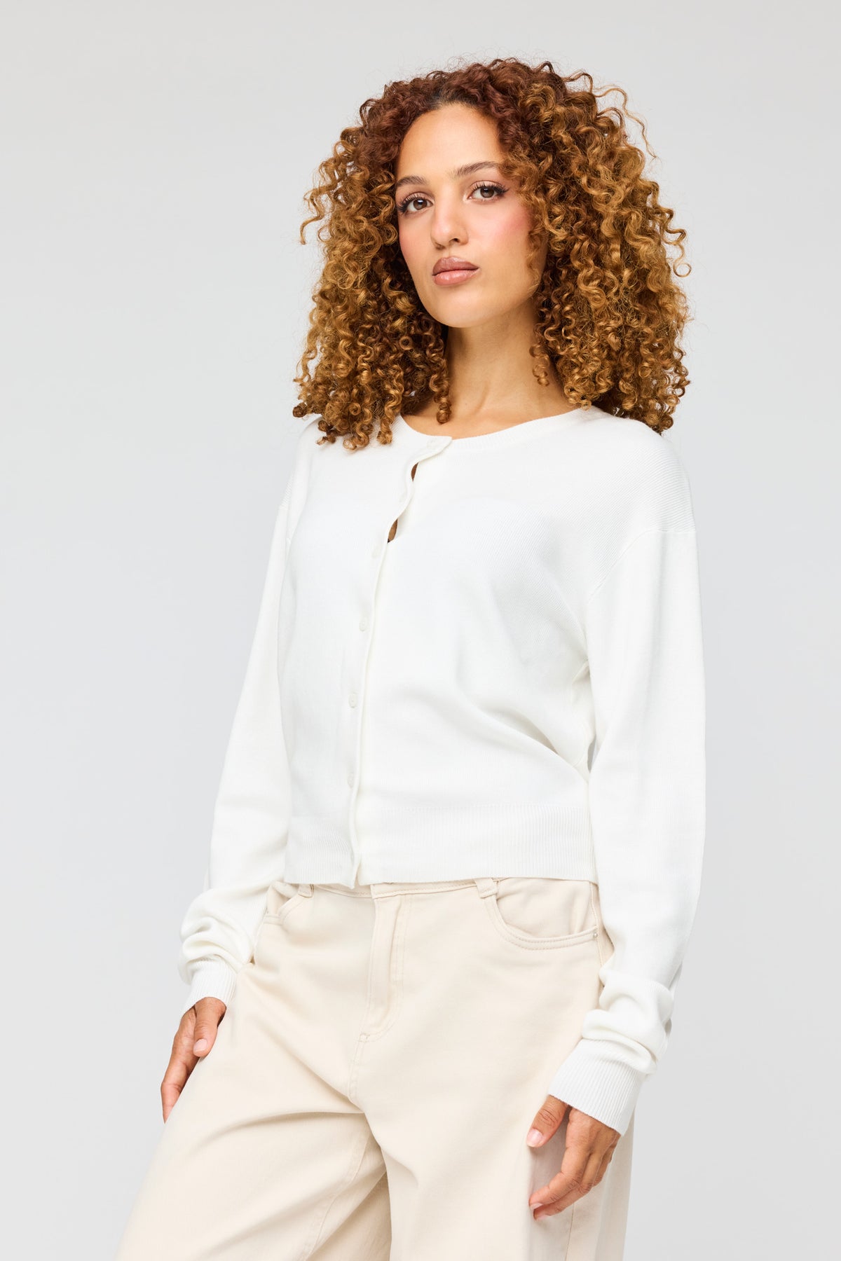 Cardigan boutonné en tricot côtelé