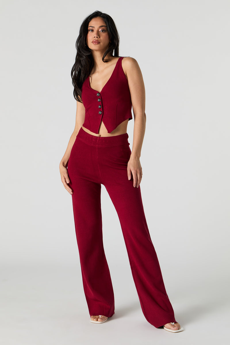 Pantalon en tricot à jambe large