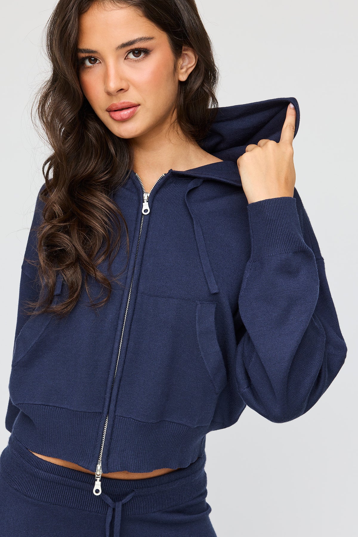 Alt View 4. Knit Zip Hoodie - Navy