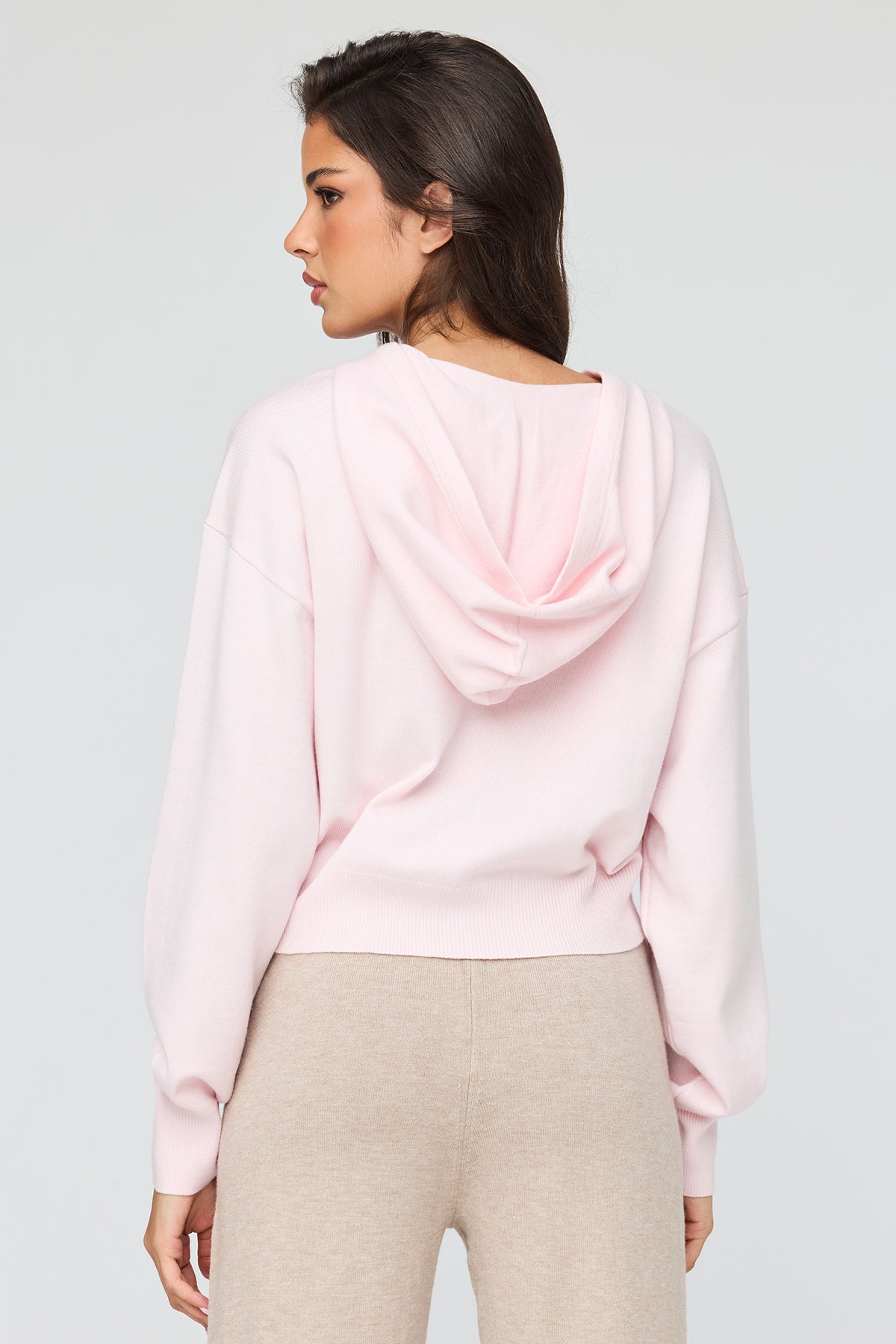 Alt View 2. Knit Zip Hoodie - Light Pink