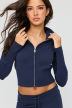 Knit Mock Neck Zip Sweater