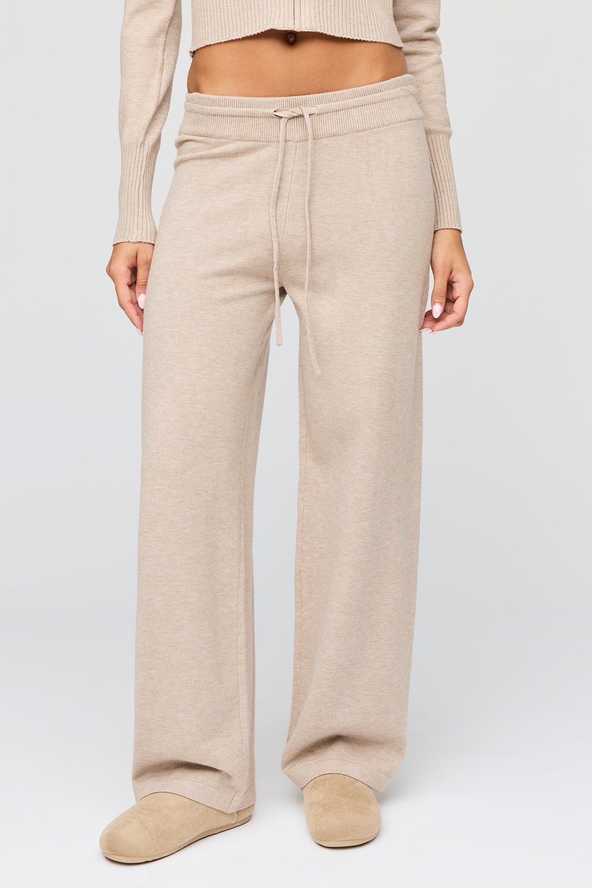 Alt View 2. Knit Drawstring Pant - Oatmeal