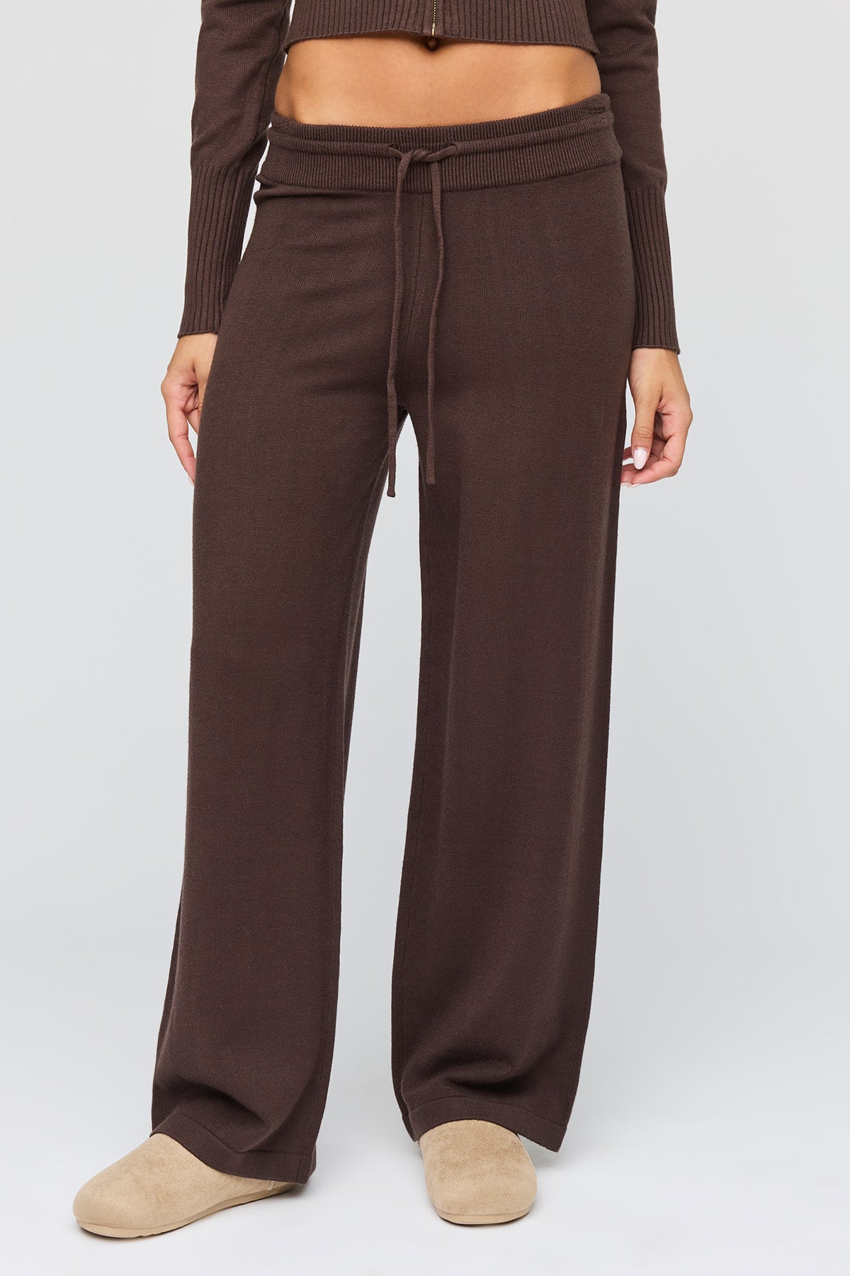 Alt View 2. Knit Drawstring Pant - Dark Brown