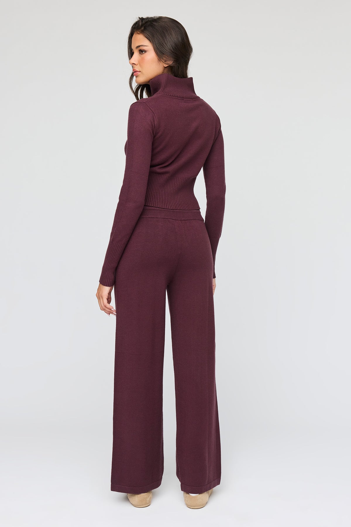 Alt View 3. Knit Drawstring Pant - Burgundy