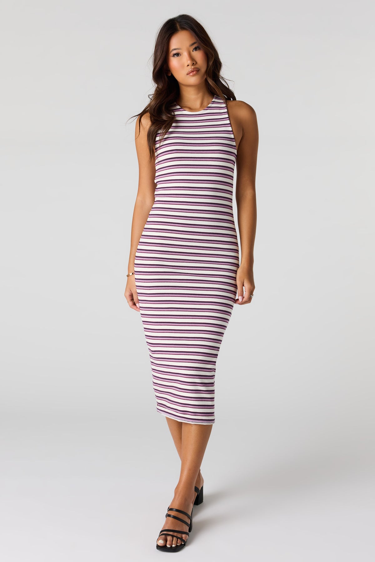 Sleeveless Midi Dress - Pinstripe