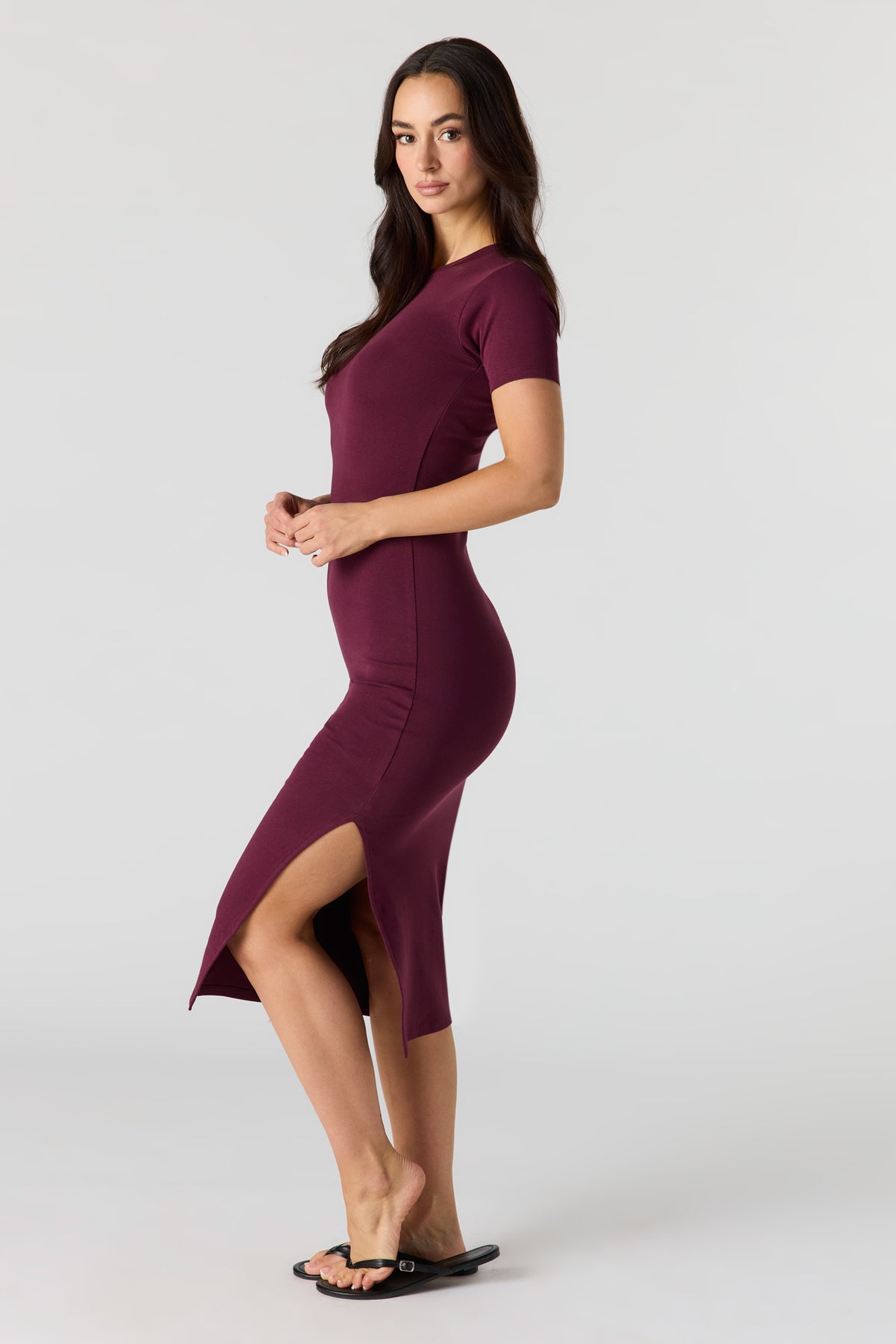 Alt View 2. Bodycon T-Shirt Dress - Plum