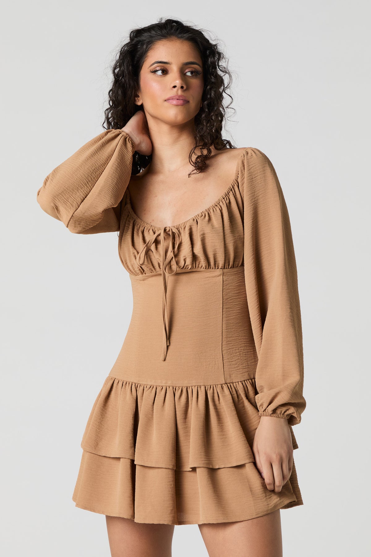 green emerald velvet dress White Fit-and-Flare Mini Dress