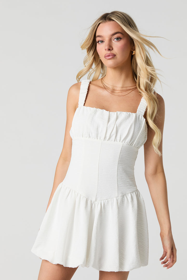 Ruched Fit & Flare Mini Bubble Dress