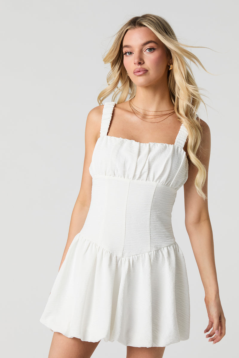 Ruched Fit & Flare Mini Bubble Dress